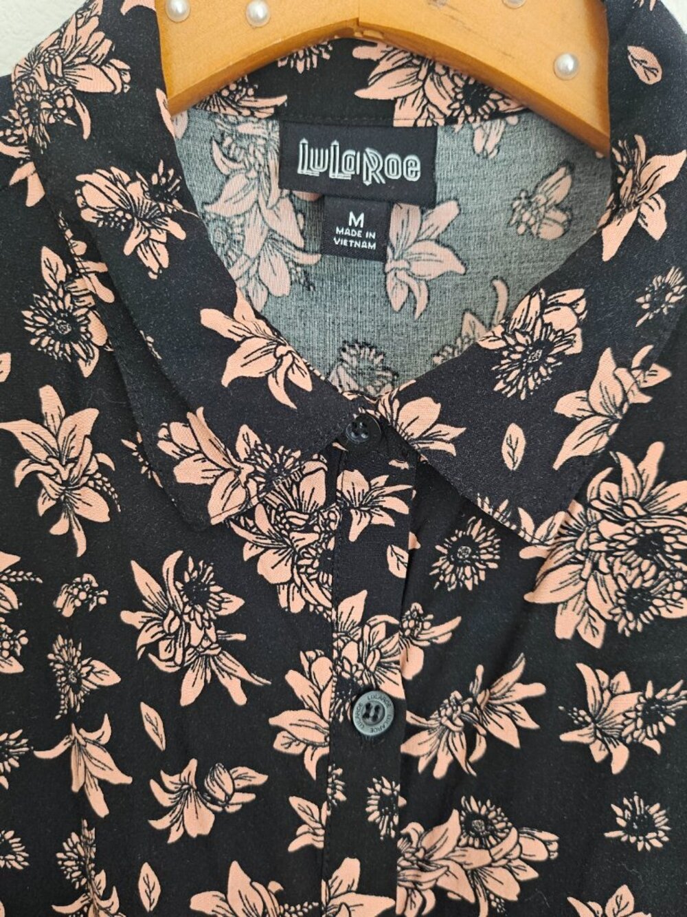 LuLaRoe Black Floral Button Front Maxi Dress Size M - Picture 7 of 12